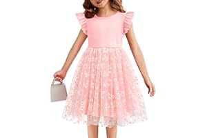 Flypigs Toddler Tutu Dress Girls Ruffle Tulle Dresses Cute Summer Party Princess Sundress for 2-7Y