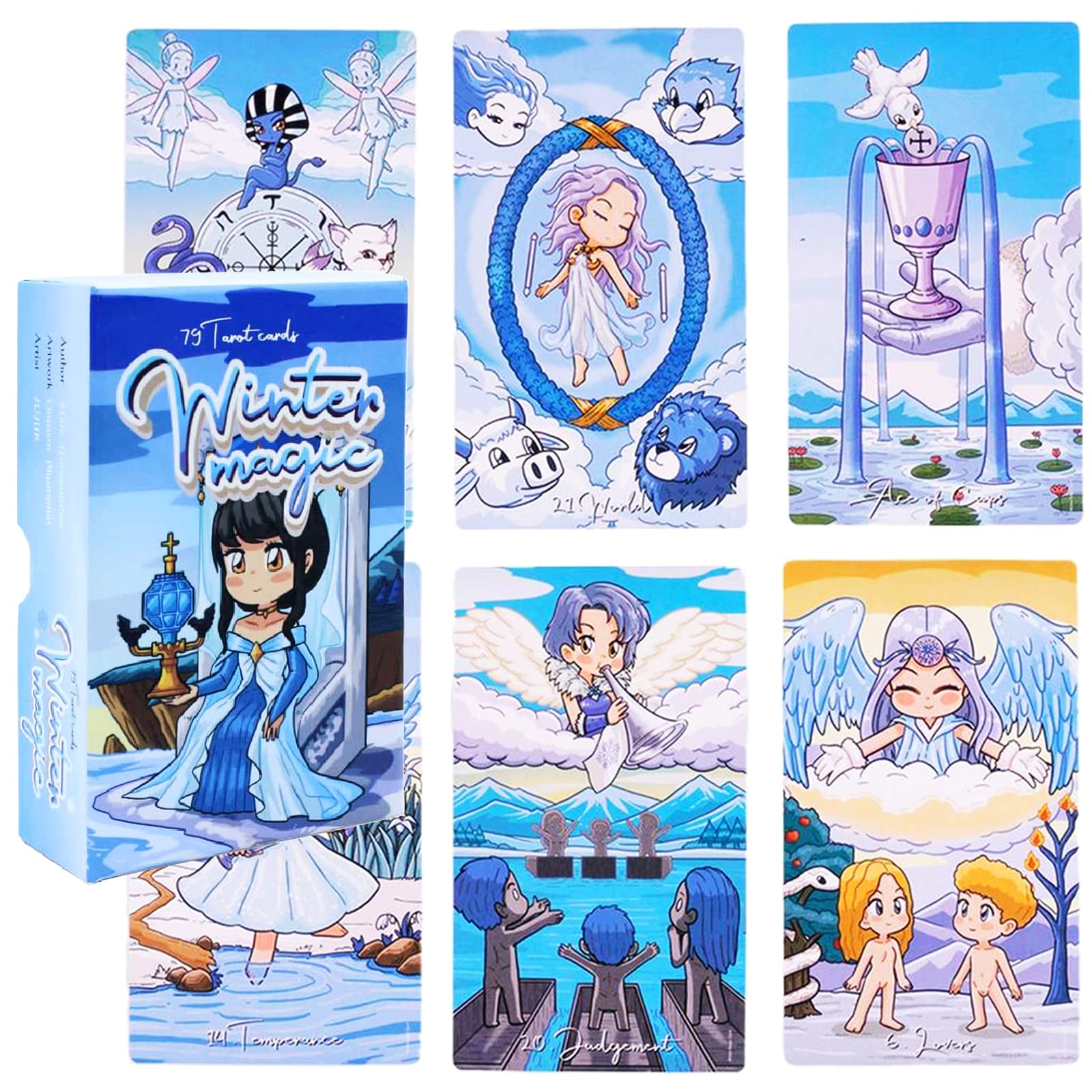 Winter Magic Tarot Deck, 79 Cute Tarot Cards with Guidebook in Two-Piece Rigid Box (Card Size: 4.75