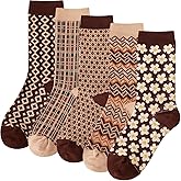 Daphene Women's Ethnic Vintage Socks | Premium Combed Cotton Warm | Retro Patterns Breathable Stretch Design | Holiday Gifts