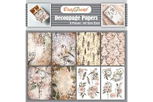 CrafTreat Steampunk decoupage Paper for Furniture and Crafts -Floral Steampunk - Size: A4 (8.3 x 11.7 Inch) 8 Pcs- Vintage decoupage Paper Birds - Rose decoupage Paper - decoupage Paper Floral