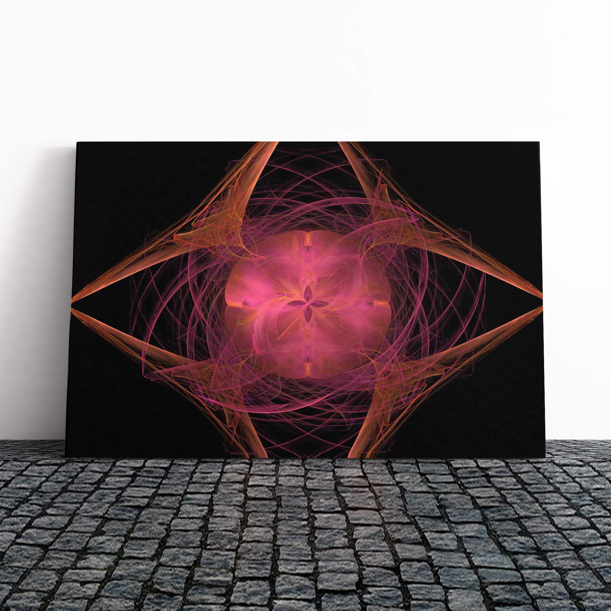 Pink Abstract Fractal (3) Canvas Print | Gallery Wrapped 30mm Frame Wall Art | 20x14 inches | Ready to Hang | Abstract Picture | Living Room Bedroom Lounge Office