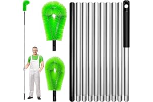 13 FT Gutter Cleaning Tool, Roof Gutter Brush, Clear Leaves from Roof Gutters Without a Ladder, Includes 2 Cleaning Brushes &