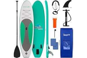 SereneLife Stand Up Inflatable Paddle Board with Premium SUP Accessories – Wide Stable Design with Non-Slip EVA Deck Pad for Adults and Youth of All Skill Levels