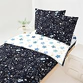 Dearller Galaxy Zipper Bedding Twin for Boys Space Comforter Boys Twin Comforter All in one Zipper Kids Blue-Black Bedding