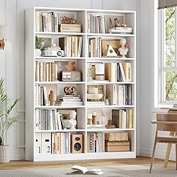 FACBOTALL Bookshelf and Bookcase, 6-Tier Double