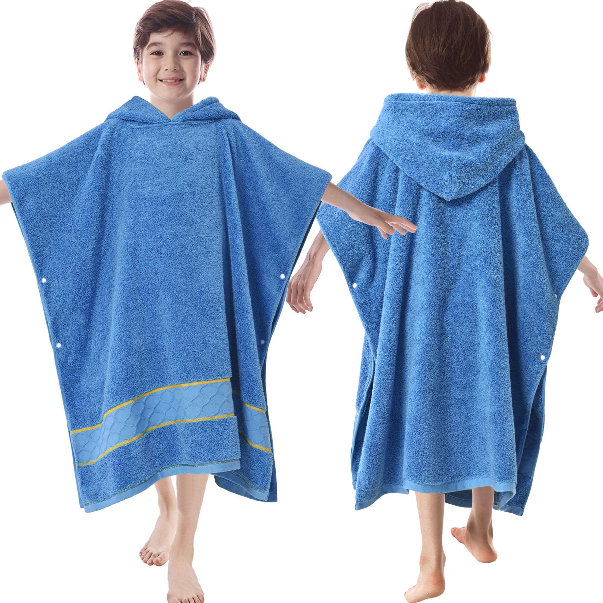 Photo 1 of VOOVA & MOVAS 32"X64" Large Turkish Hooded Towels for Boys Age 8-14,Thick 600GSM | Large | 100% Cotton Poncho Towel, Ultra-Soft | Absorbent Robe, Perfect for Swim | Bath | Beach | Gifts,Blue