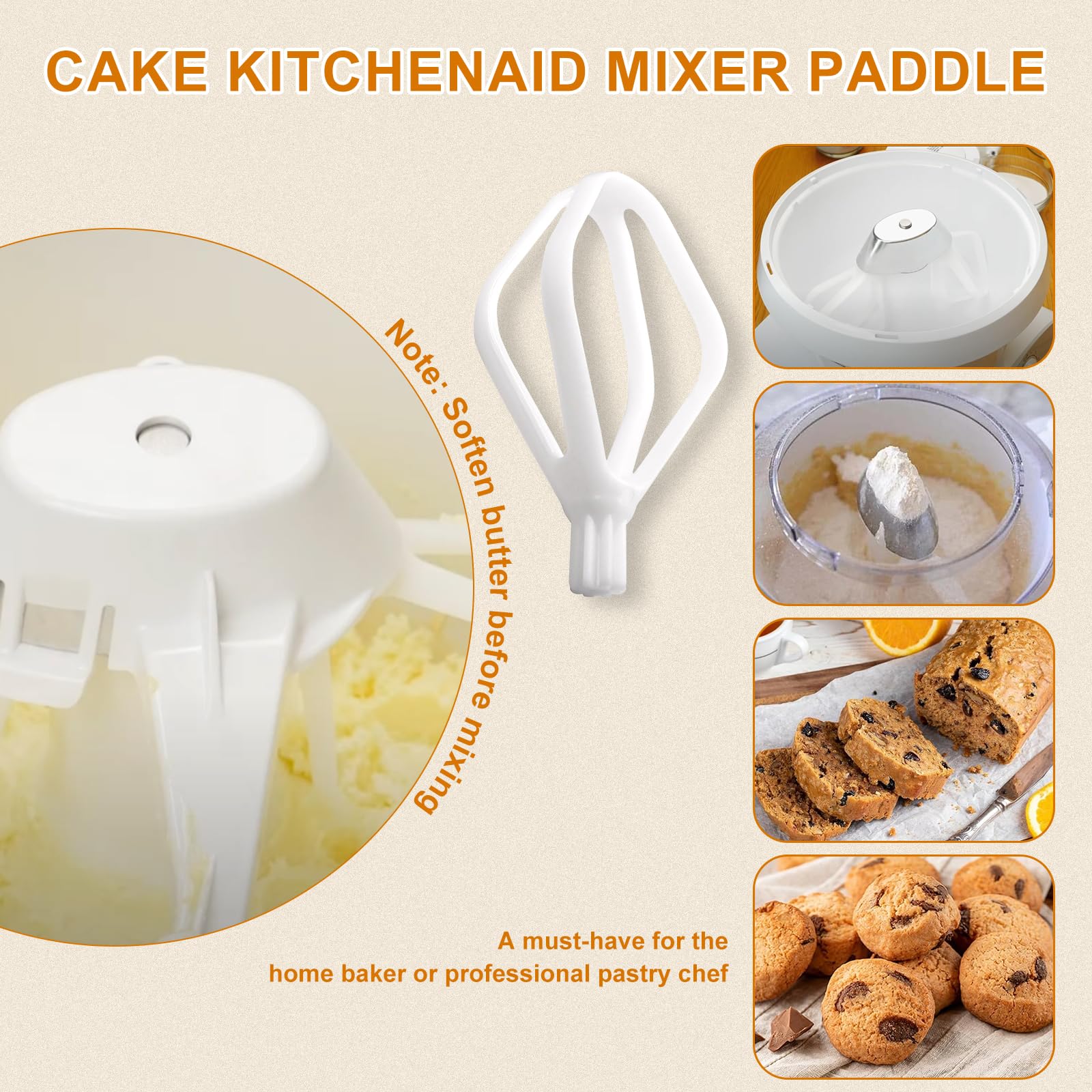 Cake Paddles Fit for Universal Mixers and NutriMill Artiste Mixer Cookie Dough Paddles for Artiste Stand Mixers Household Replacement Mixing Part (2 Pack)