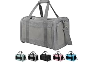 Yipincover Cat Carrier, Soft-Sided Airline Approved Pet Carrier Case with 4 Ventilated Windows for Cats and Dogs Under 10-25Lbs (17.0 L x 11.0 W x 11.0 H Inch, Grey)