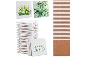 CYEAH 30 Pcs Ceramic Tiles for Crafts, 4 x 4 inch Blank Ceramic Coasters, Unglazed Ceramics Tile for Painting, Blank Coasters White Tile for Alcohol Ink, Acrylic Pouring, DIY, Art Projects, Decorating