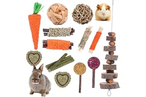 VESPRO Rabbit Chew Toys for Guinea Pig Toys Natural Timothy Hay Sticks Chinchilla Toys for Teeth Handmade Bunny Treats Gift Apple Wood Sticks Hamster Rat Gerbil Teeth Care