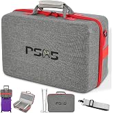 PSCHUNYD Hard Shell Carrying Case Compatible with PS5, PS5 Travel Case Carry Bag, Organizer Protective Cases for Playstation 5 Console,Dual Controller, Headset and Gaming Accessories