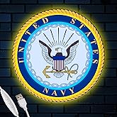Navy Neon Sign Lights for Veterans Day Wall Decor Light for Man Cave Bedroom Bar Army Memorial Themed Gift Art for Army Christmas Party USB Powered 13×13 IN (Navy)