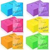 Janlaugh 300 Pcs Small Thank You Bags Bulk Colorful Plastic Merchandise Shopping Bags for Small Business with Handles Gift Party Favor Goodie Bag for Boutique Retail Weddings Trade Show (6" X 8")