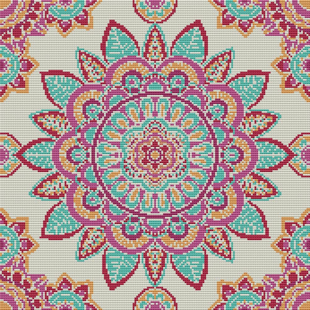 Abillyn Embroidery Cross Stitch Kits Bohemian Mandala Flower Stamped with Printed Pattern Starter Kit (Mandala)