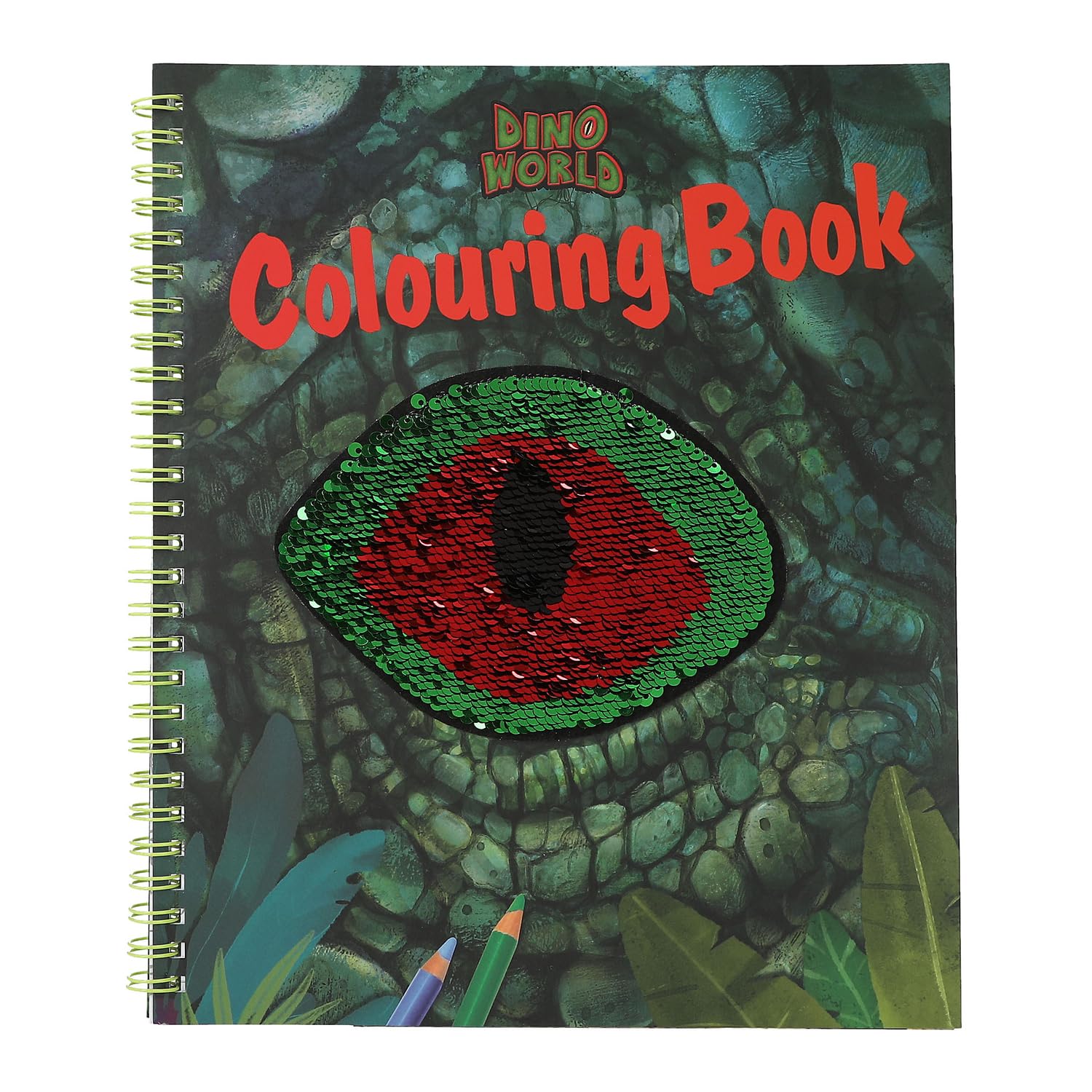 Depesche 12757 Dino World Colouring Book with Sequin Design, with 20 Pages for Designing Dinosaur Motifs, Includes a Sticker Sheet