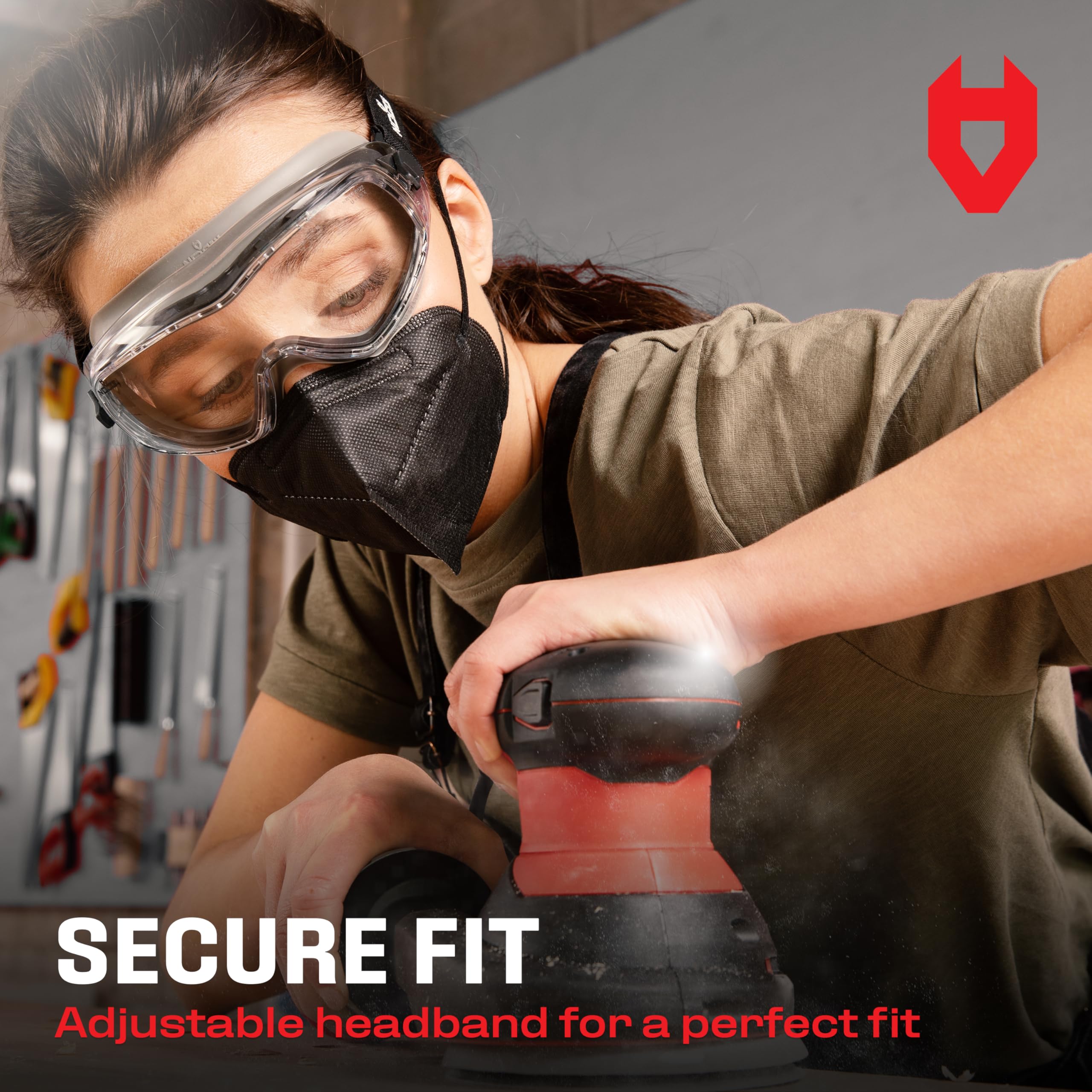 NoCry Anti Fog Safety Goggles for Men and Women with Premium Anti Scratch Coating - Vented Panoramic Lab Goggles; ANSI Z87 Certified Lab Safety Goggles, Eye Protection Goggles with Adjustable Headband
