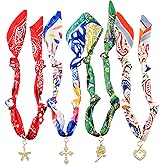 KJML DIY Scarf Necklace with Charm 4Pack Bandana Necklace with Charms Silk Styling Adjustable Tie Statement Choker Jewelry Scarf Necklaces for Women Birthday Mothers Day Christmas Teacher Lady