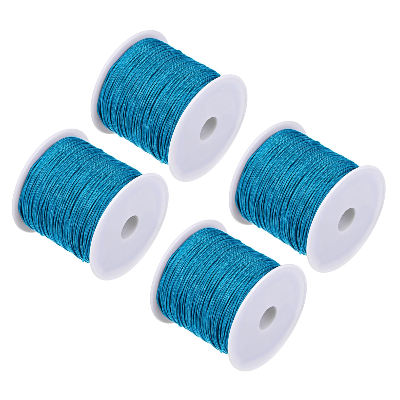 CoCud Nylon Knotting Cord, 0.8mm Dia 50 Yards 45m Length, Nylon Soft Smooth Beading Thread Lake Blue - (Applications: for DIY Craft Red), 4-Pieces