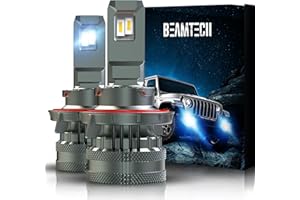 BEAMTECH H13 Bulbs, 9008 G-XP Chips Canbus Ready Fog Light 600% Brighter High Power 6500K Xenon White 360 Degree Lighting Plug N Play, Pack of 2