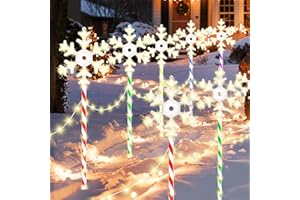 WEGUARD Christmas Pathway Lights Snowflake Outdoor 10PK 28inch 250LED 8 Modes Yard Decoration Flashing Waterproof Outdoor Lighted Up Christmas Light Decor for Garden Yard (Colorful)