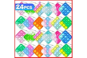 BICMAN Kids Party Favors Fidget Toys Bulk 24 Pcs Pop Keychain It Keychain Pop Toys Party Favors Sensory Toys Fidget Packs Bubble Keychain Stress Reliever Toy for Kid Adults