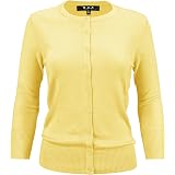 YEMAK Women's Knit Cardigan Sweater – 3/4 Sleeve V-Neck Lightweight Top, Button Down, Sizes S-3XL, Sage Green