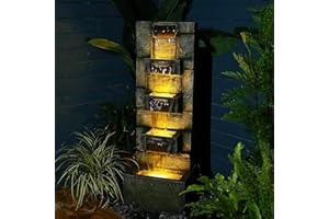 SERBILHOME Water Fountain Outdoor Garden Fountains Outdoor and Waterfalls 41.14 Inches Modern Cascading Floor-Standing Indoor Outdoor Fountain Decor Any Home or Garden, Office