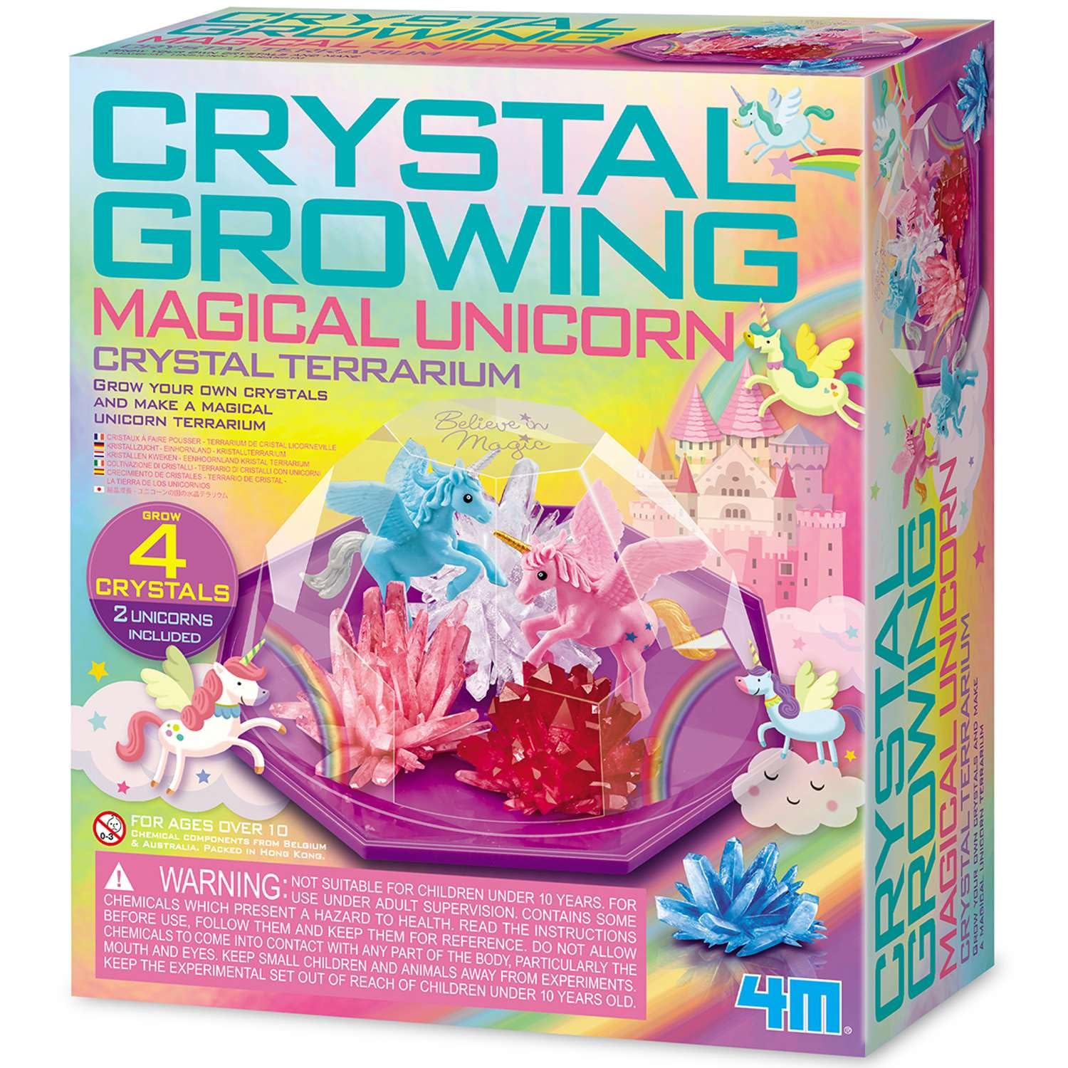 4M Crystal Growing Unicorn Land Terrarium Kit | Grow Your Own STEM Science Set for Kids Age 10+ | Unicorn Chemistry & Geology Experiment with Colourful Crystals | Educational Gift for Girls & Boys