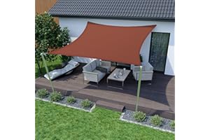 HOMPER Sun Shade Sail Canopy Effectively 95% UV Block, Oxford Fabric, for Patio, Balconies, Lawn Garden, Party, Outdoor Activities (6.5' x 10', Rust Red)