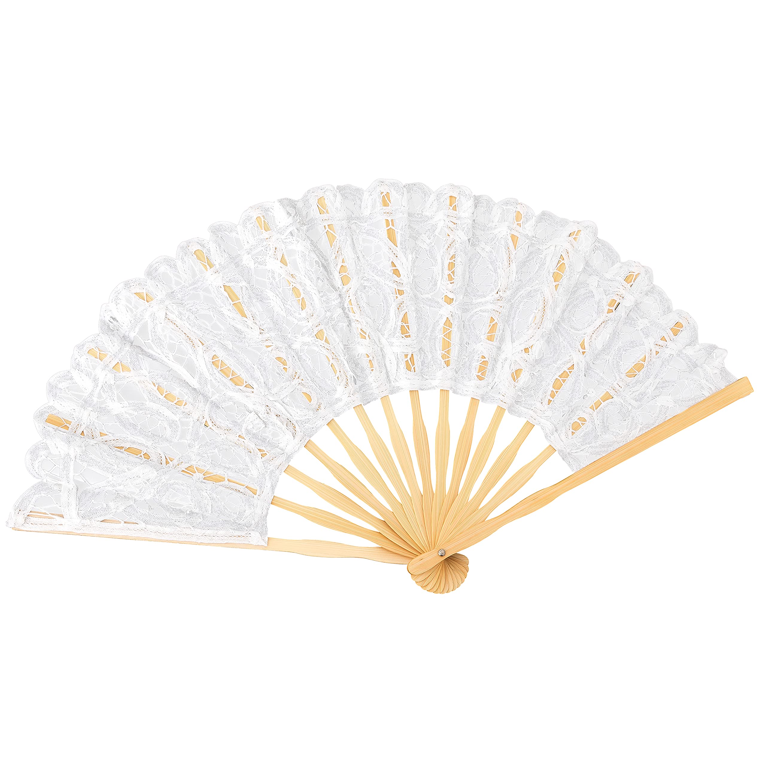 VON LILIENFELD Lace Fan Women Bridal Carmen White