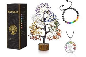 YATSKIA Chakra Tree - Money Tree - Crystal Decor - Gemstone Tree - Crystal Tree of Life - Spiritual Decor - 7 Chakra Crystals - Crystal Tree for Positive Energy - Meditation Gifts - Gift for Women