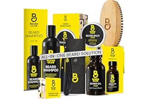 THE BEARD CLUB Beard Club Beard Care Kit - Grooming Essentials for a Healthier, Stylish Beard - Straight Edge Razor, Shampoo, Cedar Balm, Oil, and Boar Bristle Brush