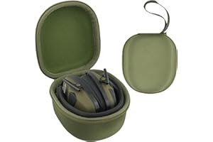 co2CREA for Walkers Razor Slim/Howard Leight Honeywell/Prohear 066 016 Electronic Ear Protection Hearing Protection Muffs and Shooting Glasses, Hard Carrying Storage Case with Mesh Pocket (Army Green)