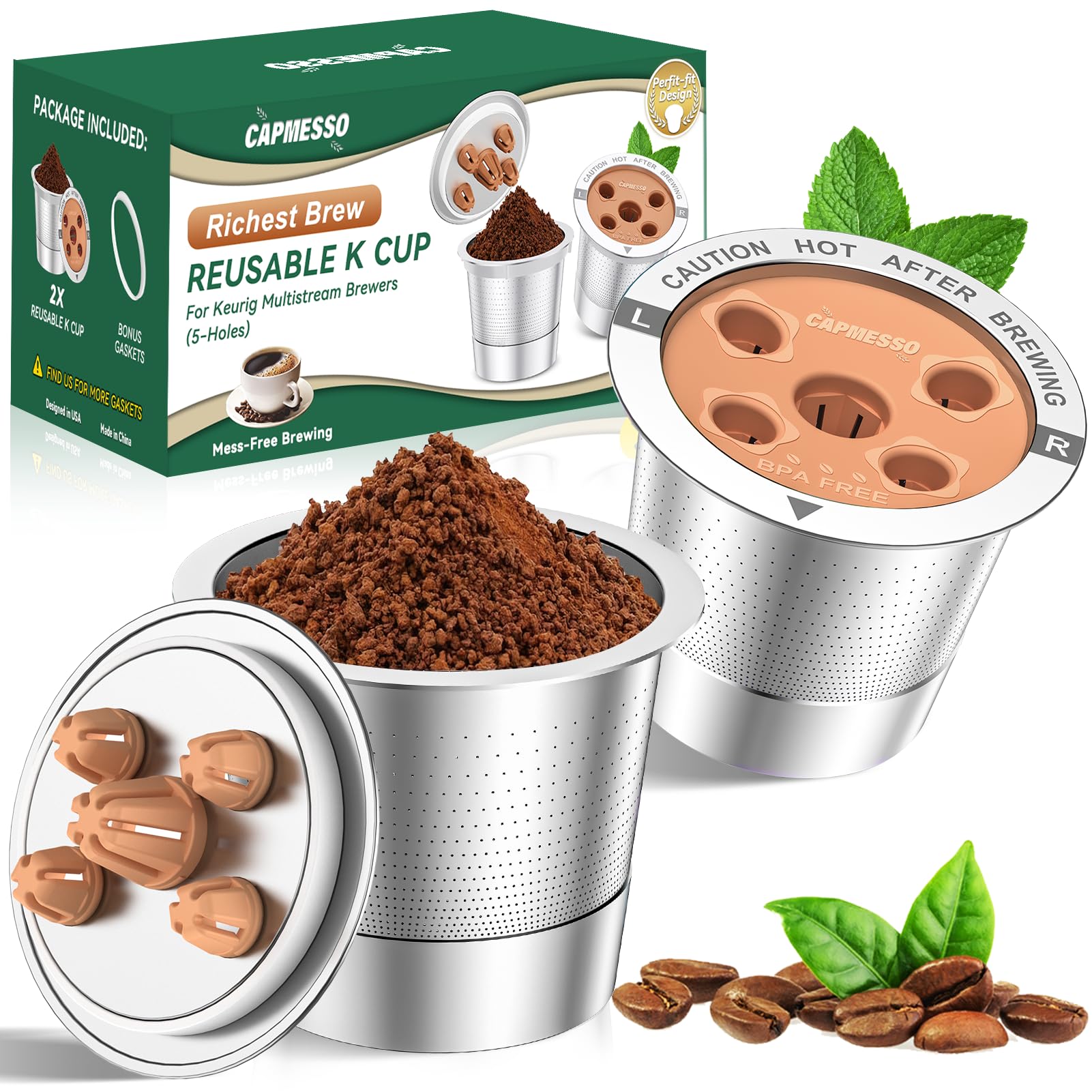 Photo 1 of CAPMESSO Reusable K Cups for Keurig: 2025 Updated My K Cup Stainless Steel Coffee Filter Refillable Coffee Pods for K Supreme/K Slim/k-Duo Gen 2/K-Brew Chill with Multistream Technology (2 Pack)