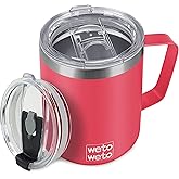 WETOWETO 14 oz Coffee Mug, Vacuum Insulated Camping Mug with Lid, Double Wall Stainless Steel Travel Tumbler Cup, Coffee Mugs Outdoor, Powder Coated Watermelon Red