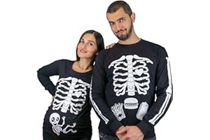 SILVER LAKE T-SHIRTS Halloween couple glow in The dark long sleeve shirts baby x-ray maternity tee men's food burger skeleton ribcage shirts