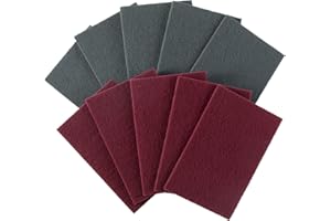 MIDO PROFESSIONAL ABRASIVE 10PCS 6” x 9” Scuff Pads 5 Each of Maroon and Gray Scuff Pads for Paint Surface Prep Adhesion,Automotive Autobody