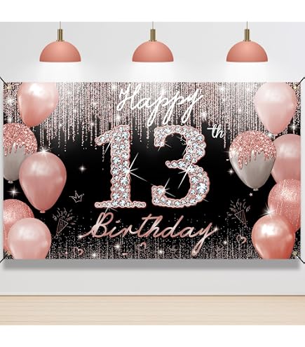 Happy 13th Birthday Banner Rot – Stoff-Banner Für Teen-Geburtstagsparty, Fotoecke & Deko (ca. 1,9 X 1,1 M)