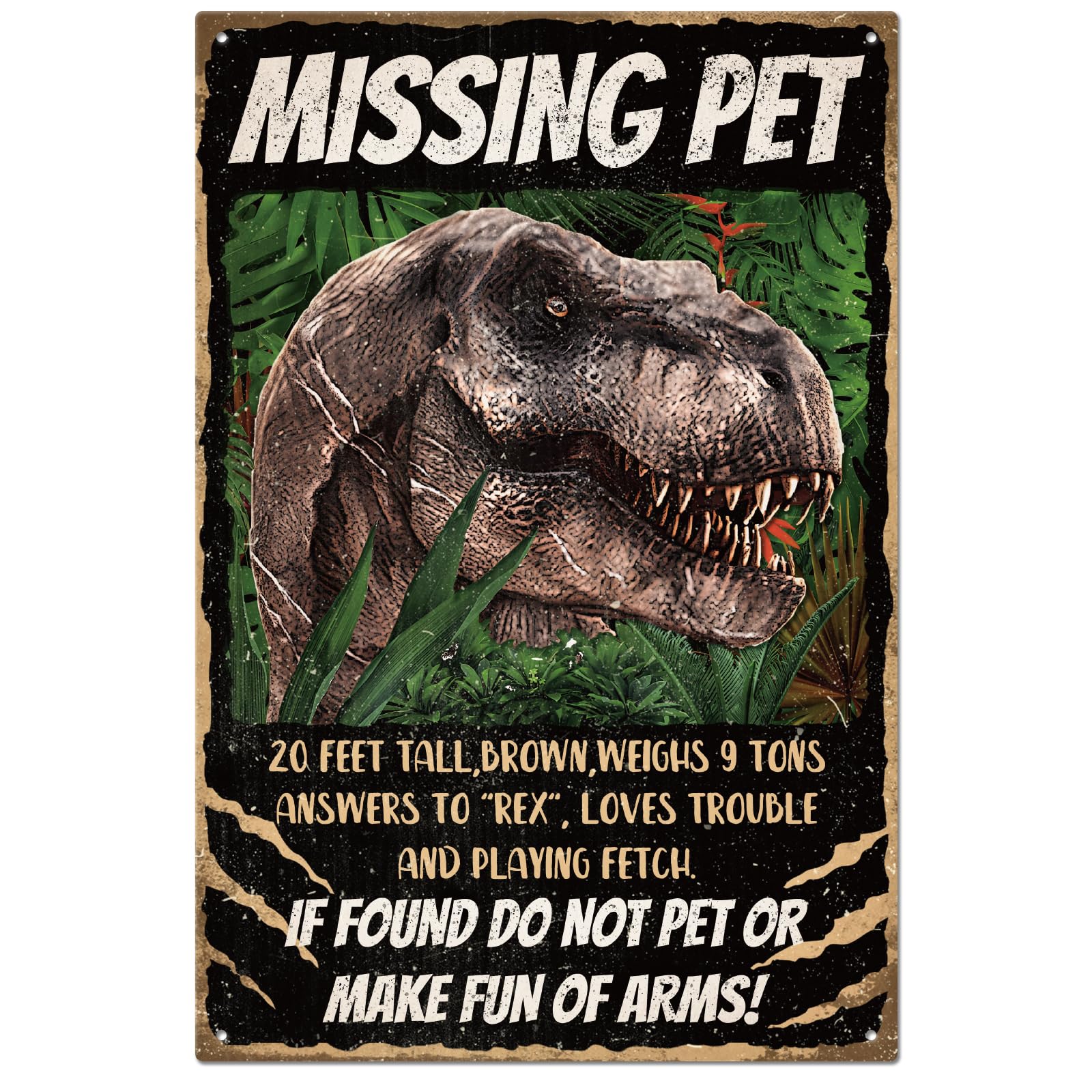 GLOBLELAND Vintage Dinosaur Metal Tin Sign 8×12inch Funny Annimal Tin Sign Metal Wall Decor Wall Art Plaque for Home Kitchen Bar Club Decoration Man Cave