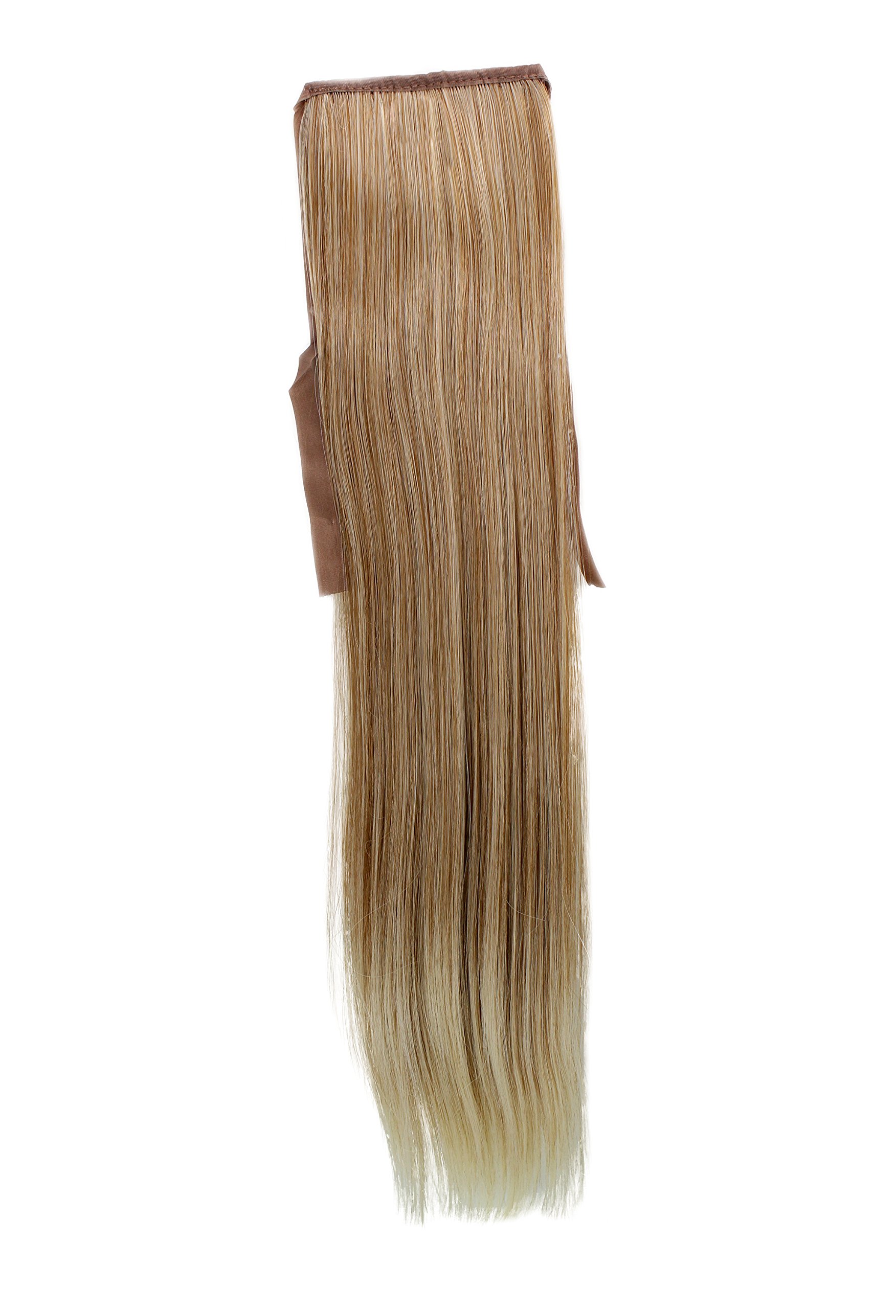 WIG ME UP - YZF-TS18-27T88 Hairpiece Pontail Pigtail extension slim light straight comb and ribbon strawberry blond mix streaked bright blond highlights 18inch