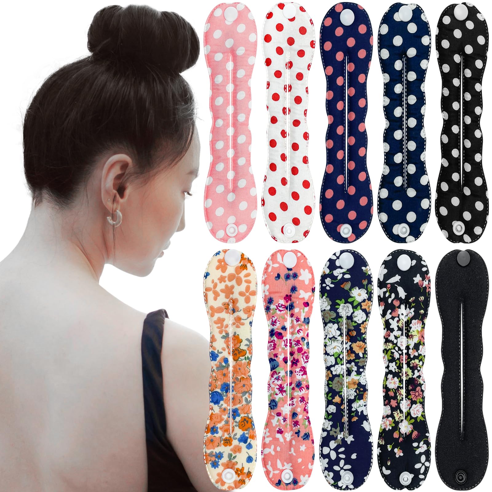 Photo 1 of 10 Pcs Hair Bun Maker French Magic Twist Donut Hair Bun Snap Roll Sponge Bun Donut Lazy Hair Curler Tool Flexible Chignon Donut Quick Twister Hair Styling Accessories for Women Girls (9 INCH)