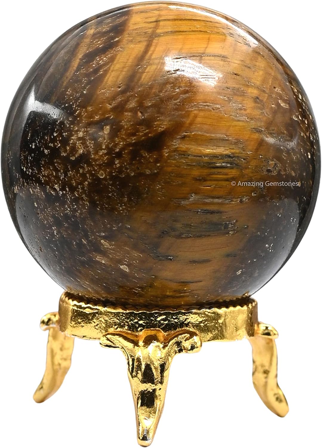 Mixed Media - Tiger Eye Crystal Ball with Stand - 2