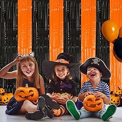 PIGETALE 2 Pack Black and Orange Tinsel Foil Fringe