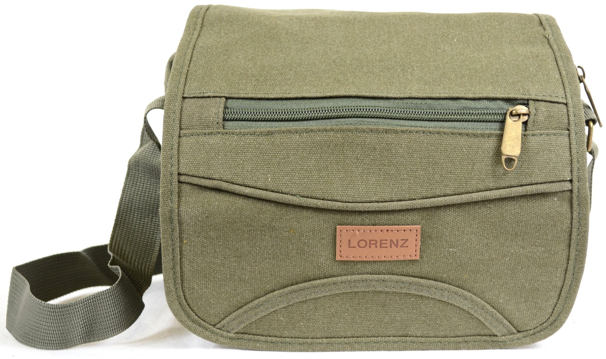 Mens/Ladies Travel/Work Canvas 'Small Messenger' Style Shoulder Bag (Olive Green)