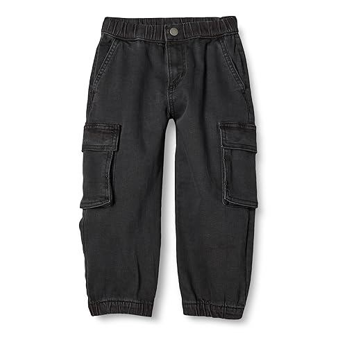 Amazon Essentials Toddler Boys' Stretch Denim Cargo Jean, Washed Black, 2T