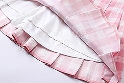SANGTREE Pink White Plaid Pleated Skirt, Girls 2