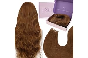 fshine Hand Tied Weft Hair Extensions Human Hair 18 Inch 100g Copper Sew in Hair Extensions Remy Hair Ginger Brown Straight R