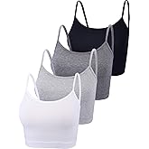 Boao 4 Pack Women's Cropped Tank Tops, Cotton Spaghetti Strap Crop Top Basic Sports Crop Cami Half Camisoles for Teen Girls