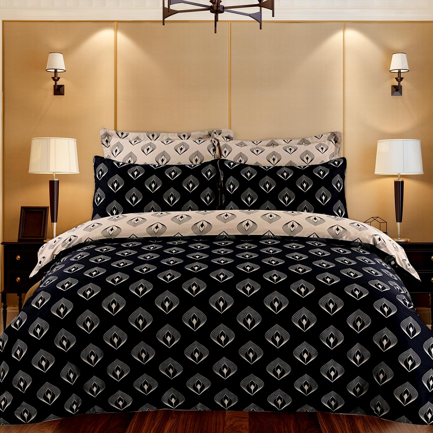 Indus Textiles 100% Egyptian Cotton 220 Thread Duvet Cover Set Easy Care Reversible Printed Hotel Quality Duvets, Lantern - Single