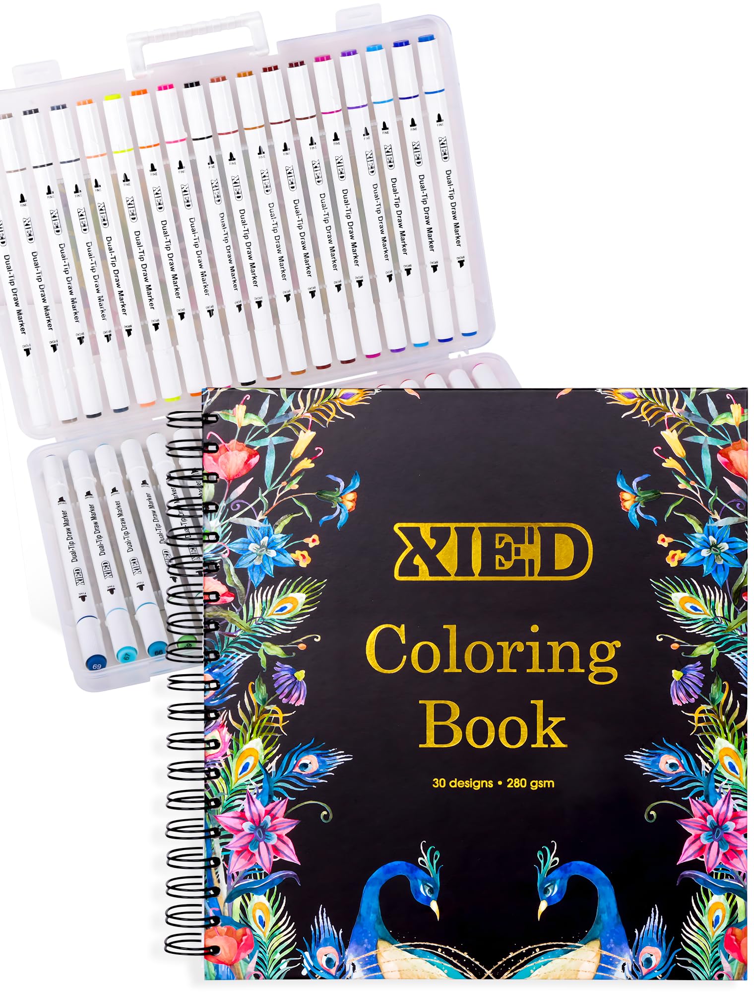 Photo 1 of ****Factory seal****

XIEED 36 Colors Alcohol Markers & Coloring Book for Adults to Relax and Relieve Anxiety, ?Stress Free Adult Coloring Book with Markers? included 30 Themes Designs